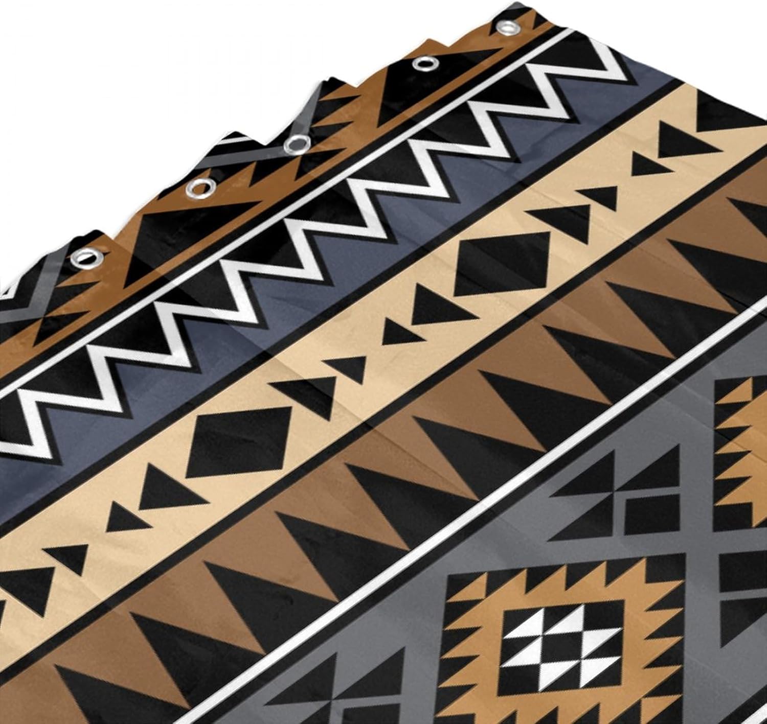 Aztec Shower Curtain Brown Ethnic Tribal Style Geometric Print Shower Curtain for Bathroom Decor Fabric Waterproof Upholstery Hook 66x72 Inches