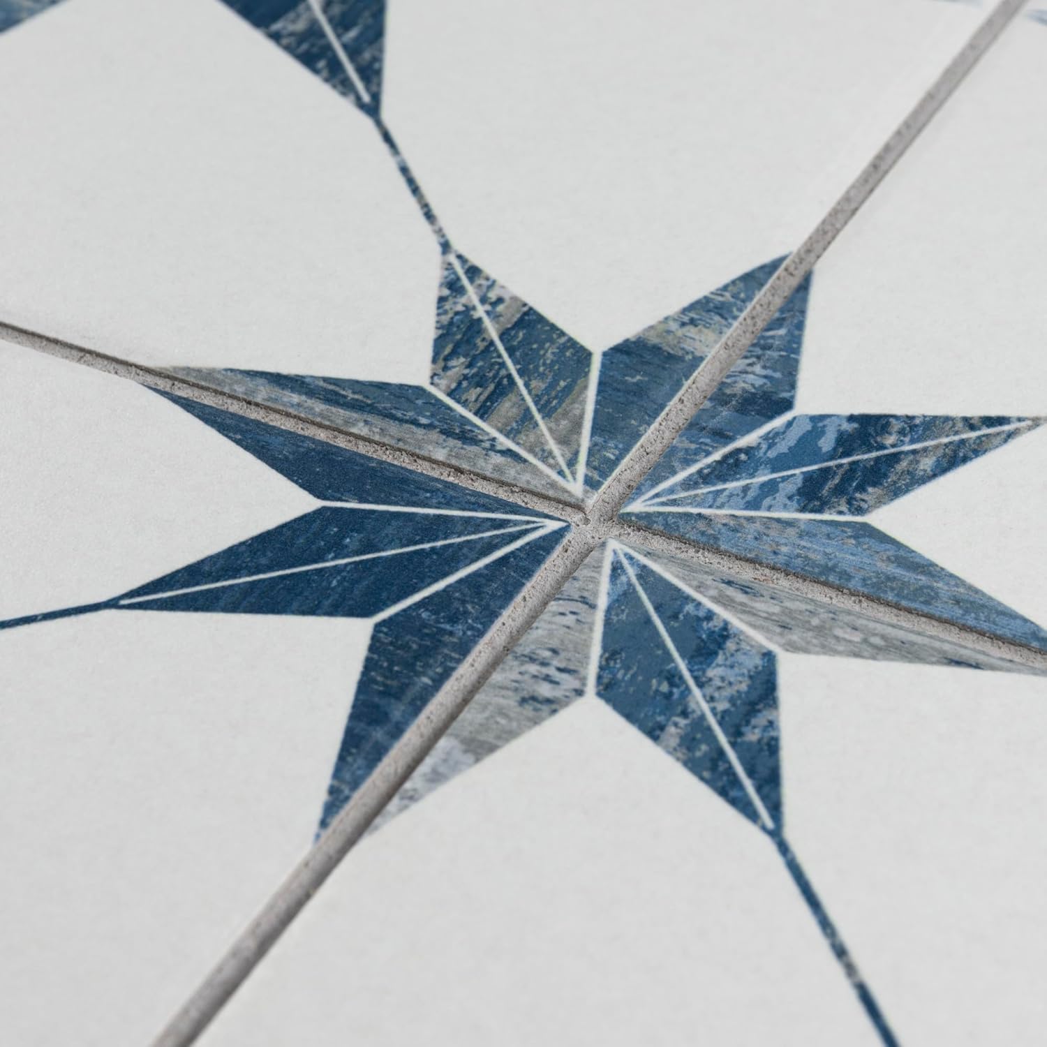 Cassis Stella Blue Porcelain Patterned Wall and Floor Tile