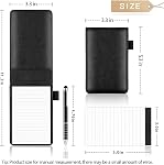 7 Pcs Small Pocket Notepad Holder Set with Metal Pen and Pocket Notebook Refills (Black)