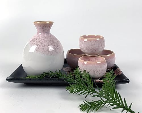Vista 31 de JapanBargain 4678, Juego de sake de porcelana auténtica japonesa Saki Set decantador de sake y tazas de saki, fabricado en Japón (Brown Beauty)