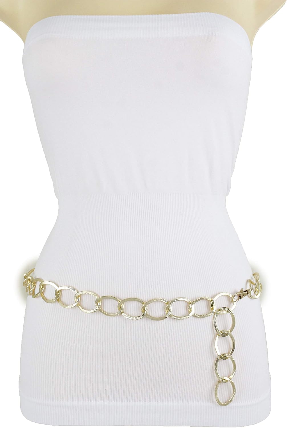 Women Fashion Skinny Belt Hip High Waist Gold Metal Chain Links Plus XL XXL