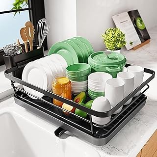Large Dish Drying Rack for Kitchen Counter | Stainless Steel Rustproof Dish Drainer with Drainboard | Heavy-Duty Kitchen Countertop Drying Rack for Plates