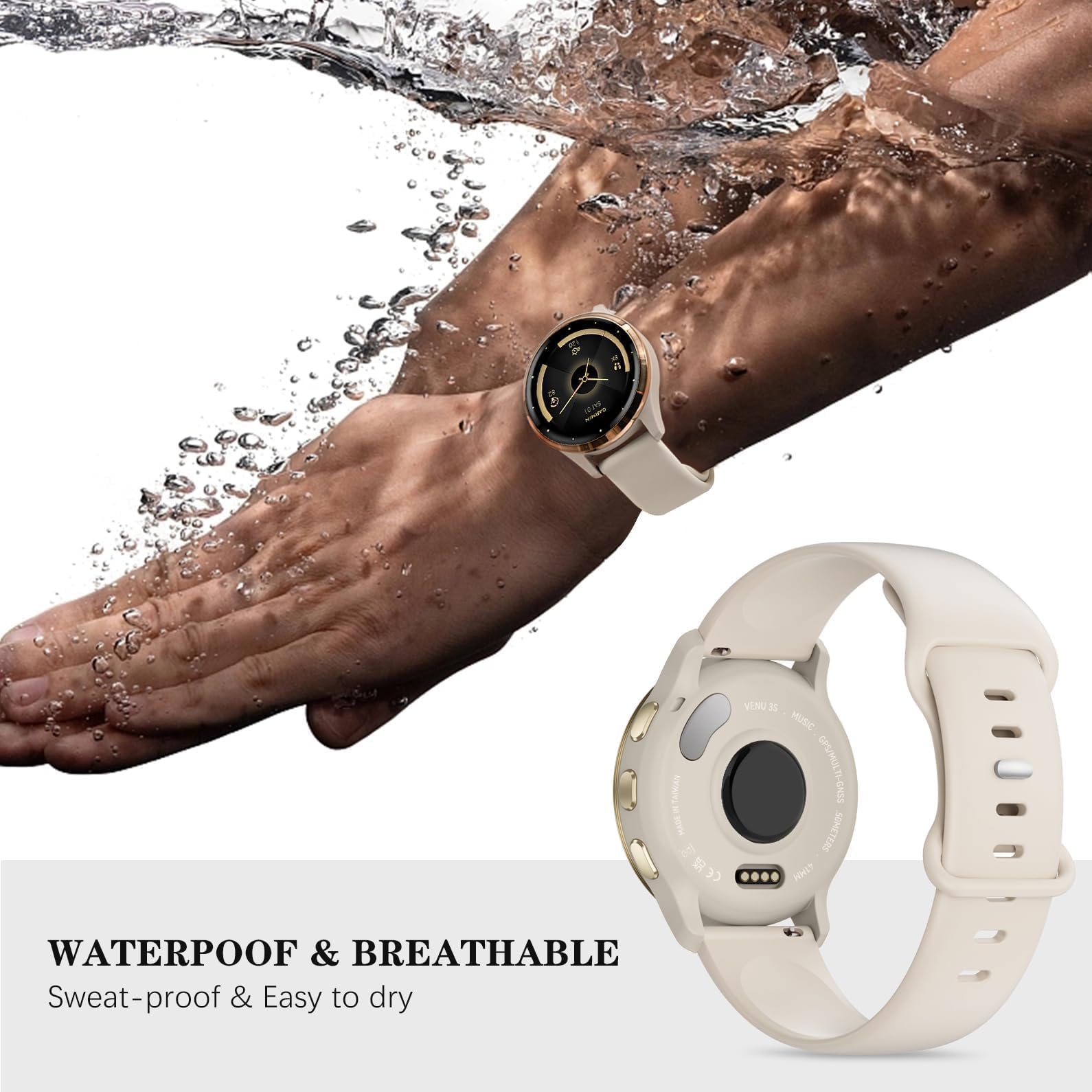 Confezione da 5 cinturini in silicone da 18 mm compatibili con Garmin Vivoactive 4S/Vivomove 3S/Venu 3S 41 mm/Venu 2S/Forerunner 255S/265S, cinturini sportivi morbidi a sgancio rapido, per