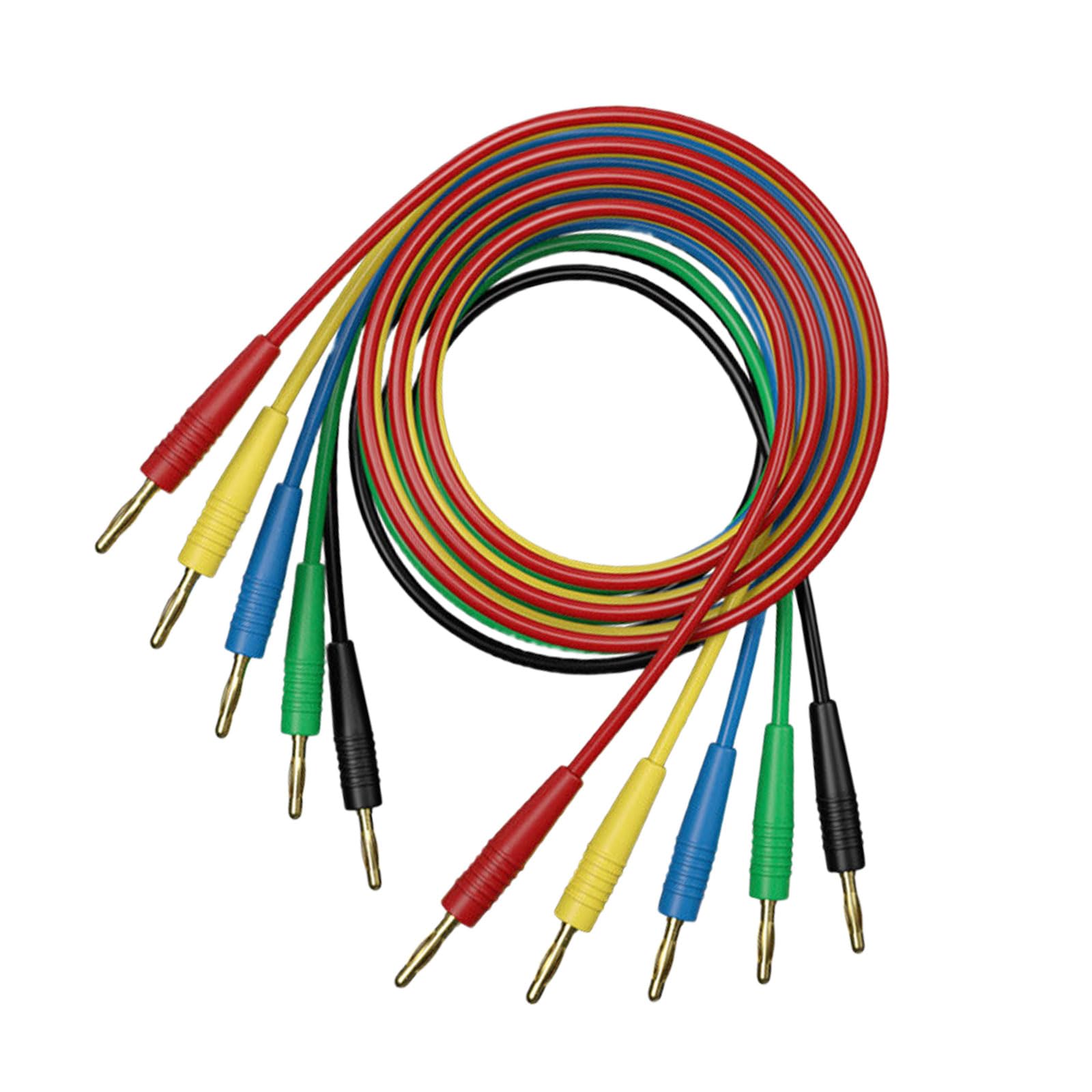 Kalttoy Duty 2Mm Banana Leads With Secure Connection Banana Plugs Wire 5Pcs Fit For Electrical Measurement Devices Suitable Equipment Leads