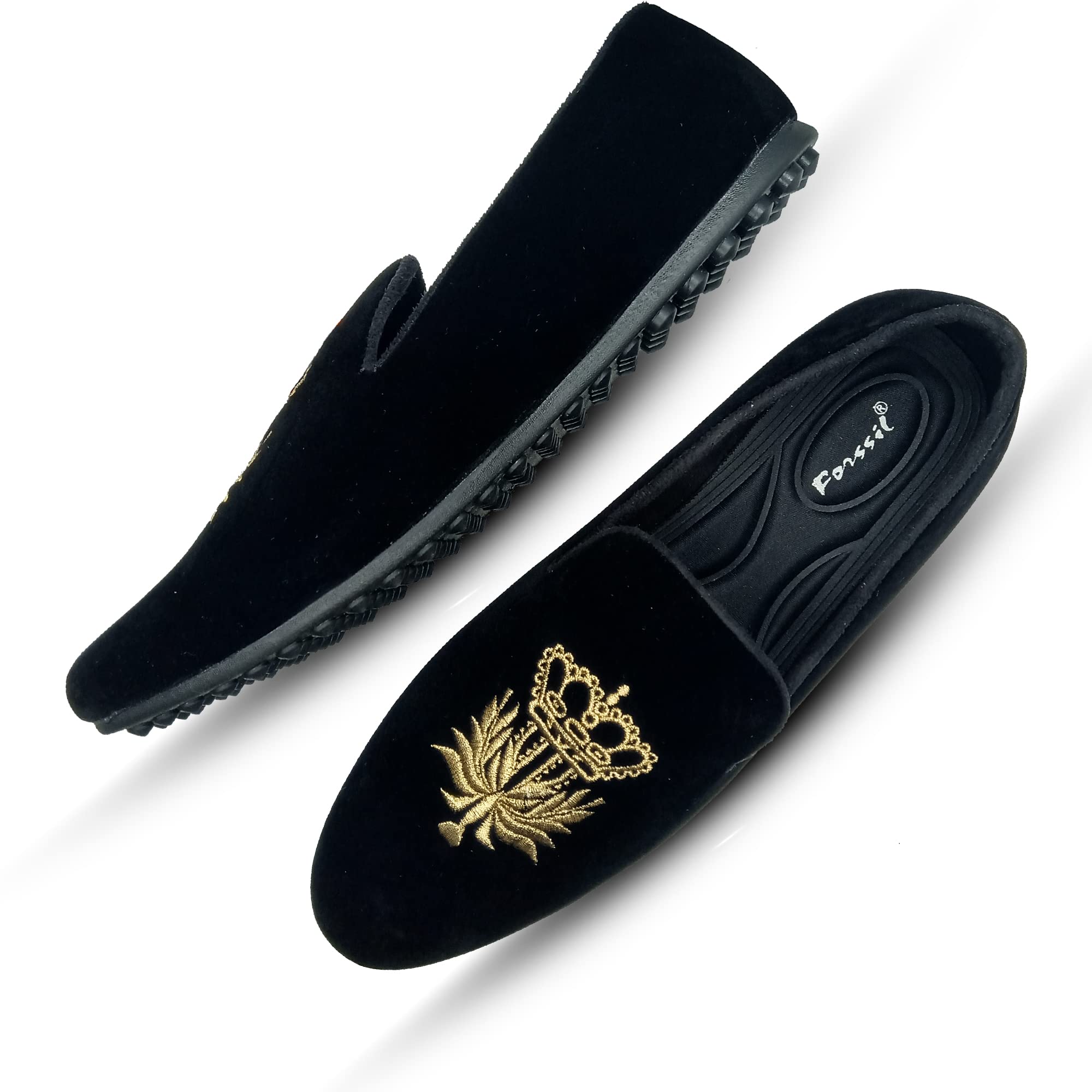 forssil Presents Embroidery Worked Casual Velvet Loafer for Men and Boys (FSL-2165)-picture-7