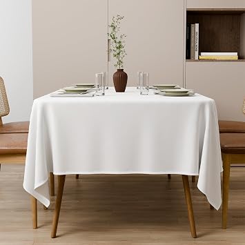 White Rectangular Polyester Table Cloths 150x260cm(59x102Inch)