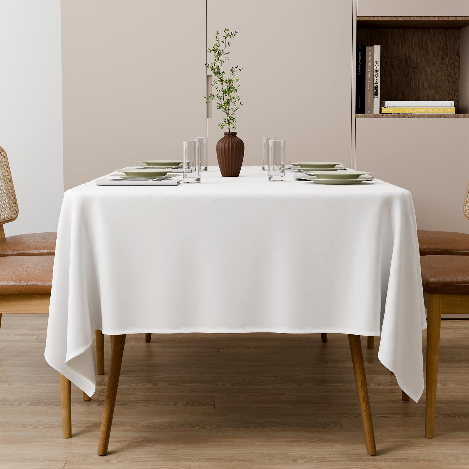 Zdada Weiß Abwaschbar Tischdecken 85x85cm Quadratisch Polyester Tischdecke, Kratzfest, Fleckschutz Tischtuch Outdoor Tischwäsche für Garten, Esszimmer, Feiern und Haushalt