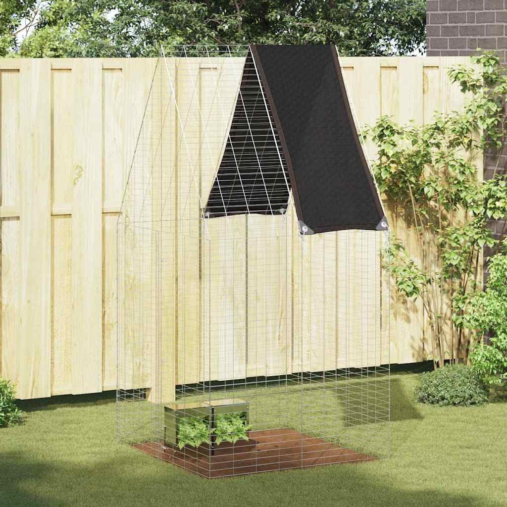 Kleintiergehege 100 x 100 x 210 cm aus verzinktem Stahl für Kaninchen und Meerschweinchen wetterfestes Freilaufgehege für Garten