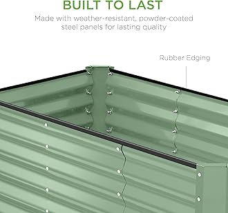 Best Choice Products 4x2x2ft Outdoor Metal Raised Garden Bed, Deep Root Planter Box for Vegetables, Flowers, Herbs, and Succulents w/ 119 Gallon Capacity - Sage Green