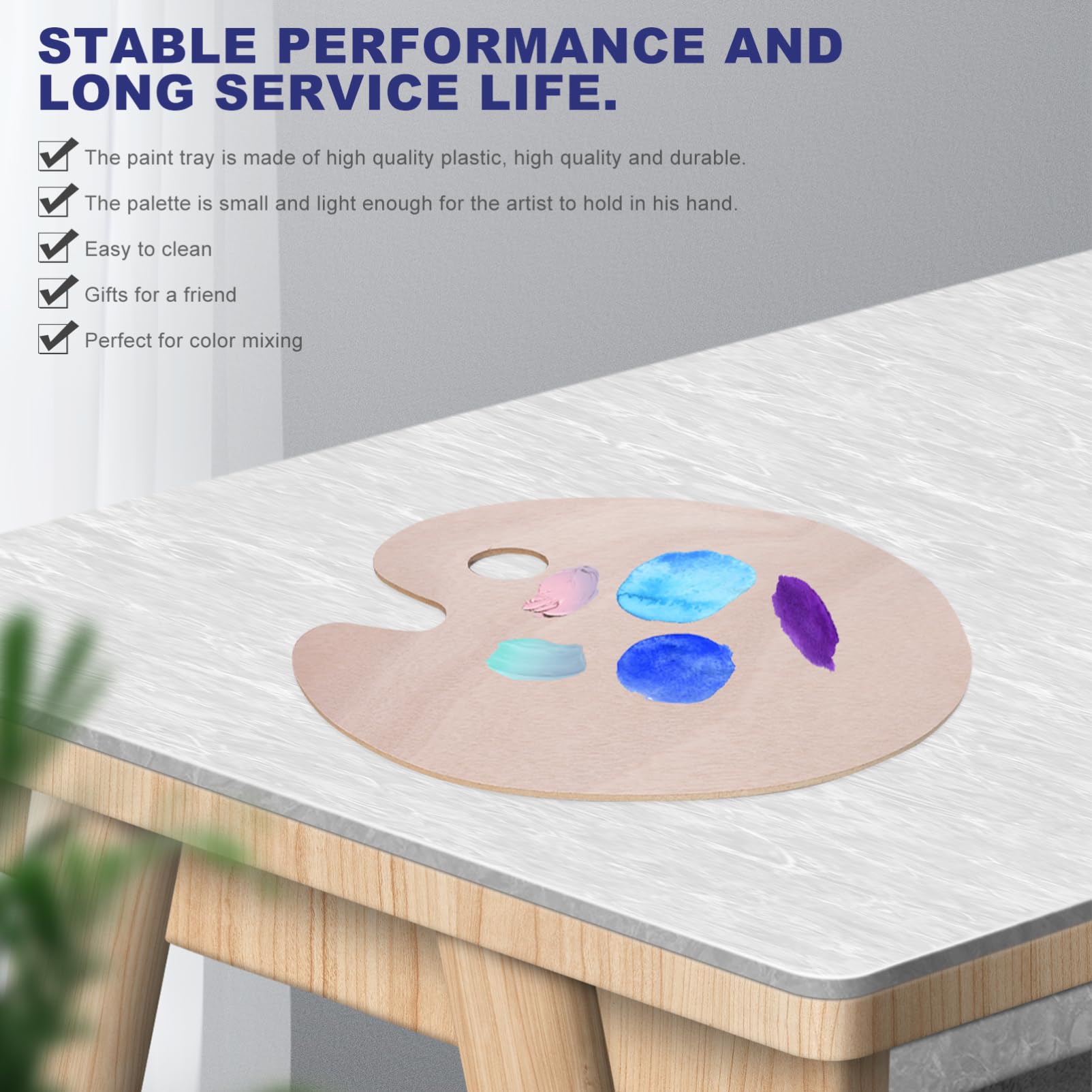STOBOK Tavolozza per Dipingere in Legno per Studenti 2 Pezzi | Beige, per Pittura e Diy, Superficie Liscia senza Barbs, Formato Compatto