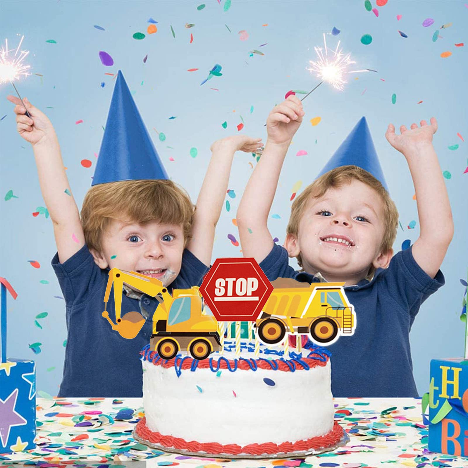 Bymivofun 28 Pièces Topper De Gâteau De Petit Gâteau De Véhicule De Construction, Décoration De Gâteau D'Excavatrice De Voiture, Pour La Décoration De Fête D'Anniversaire D'Enfants Garçons D'Enfants - 5