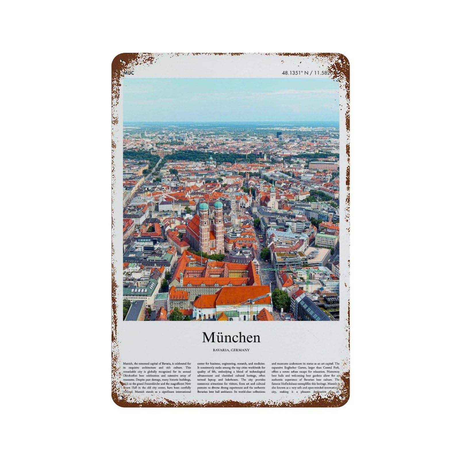 xiaoxiaoshen München Bavaria, Germany City Scenery Wall Decor Art Metal Tin Poster Modern Home Decor Art Home Bar Shop Decorations Vintage Sign 30x20cm