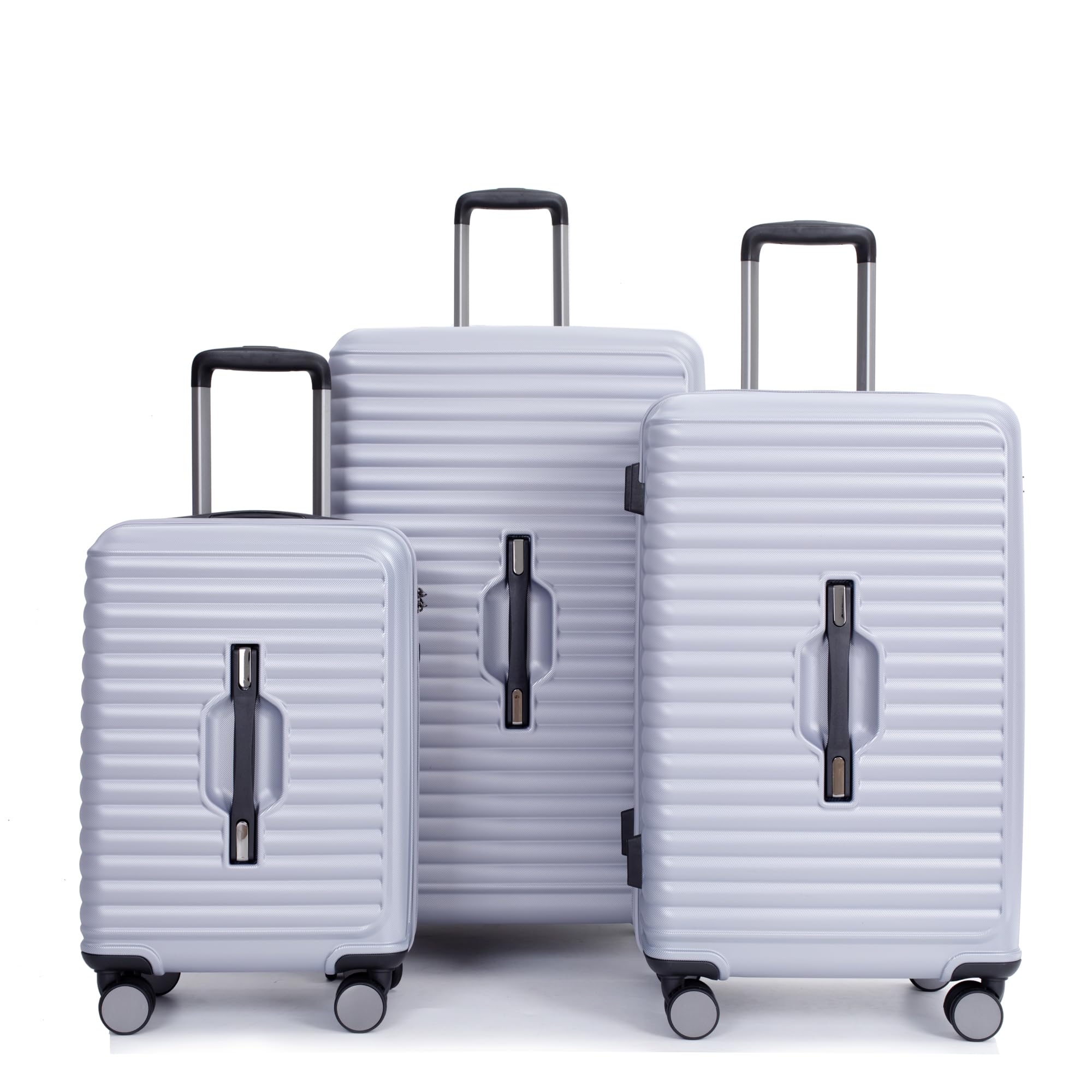 SPOFLYINN 3 Piece Luggage Sets With TSA Lock, Lightweight Suitcase With 2 Hooks And 360 Degree Double Spinner Wheels For Men Women (21in/25in/29in)/(20in/24in/28in) Gray(21/25/29) As shown One size
