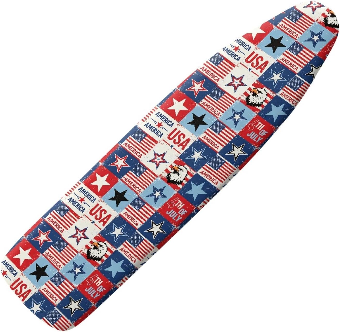 4th of July Ironing Board Cover, 16"x55" Standard Ironing Board Cover with Elastic Edge and Hook and Loop Fasteners, Scorch & Stain Resistant, Polyester Home Ironing Board Covers, Flag Shine