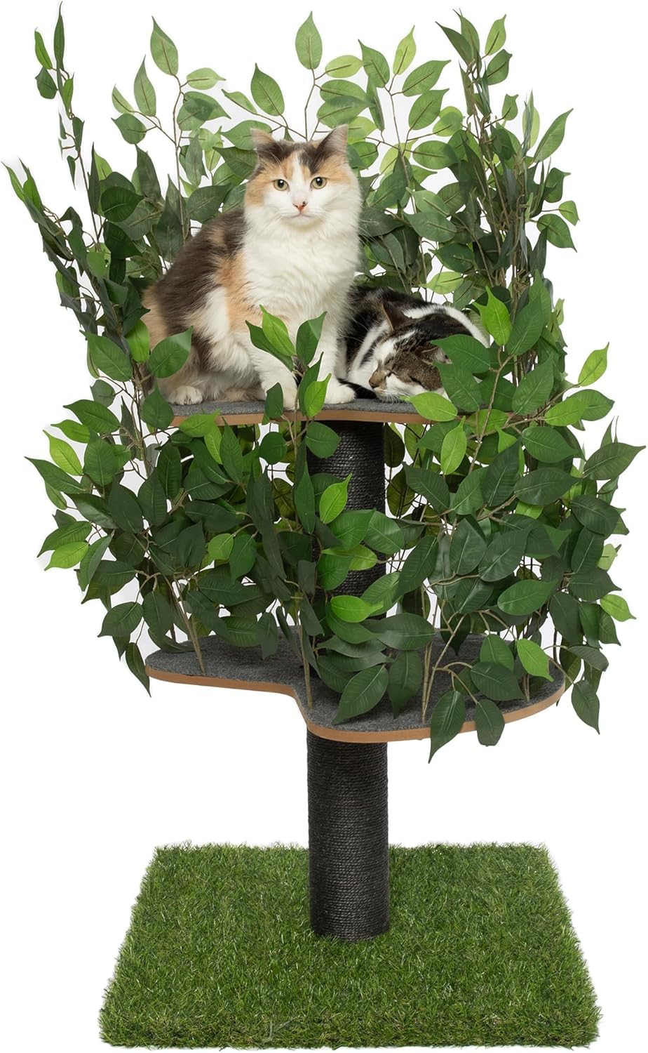 Cat Tree for Climbing, Hiding and Sleeping - Patented Scratching Post for Indoor cats with Leaves - Easy to Assemble - Pet-Safe Materials, Durable and Sturdy Construction - 48" Green