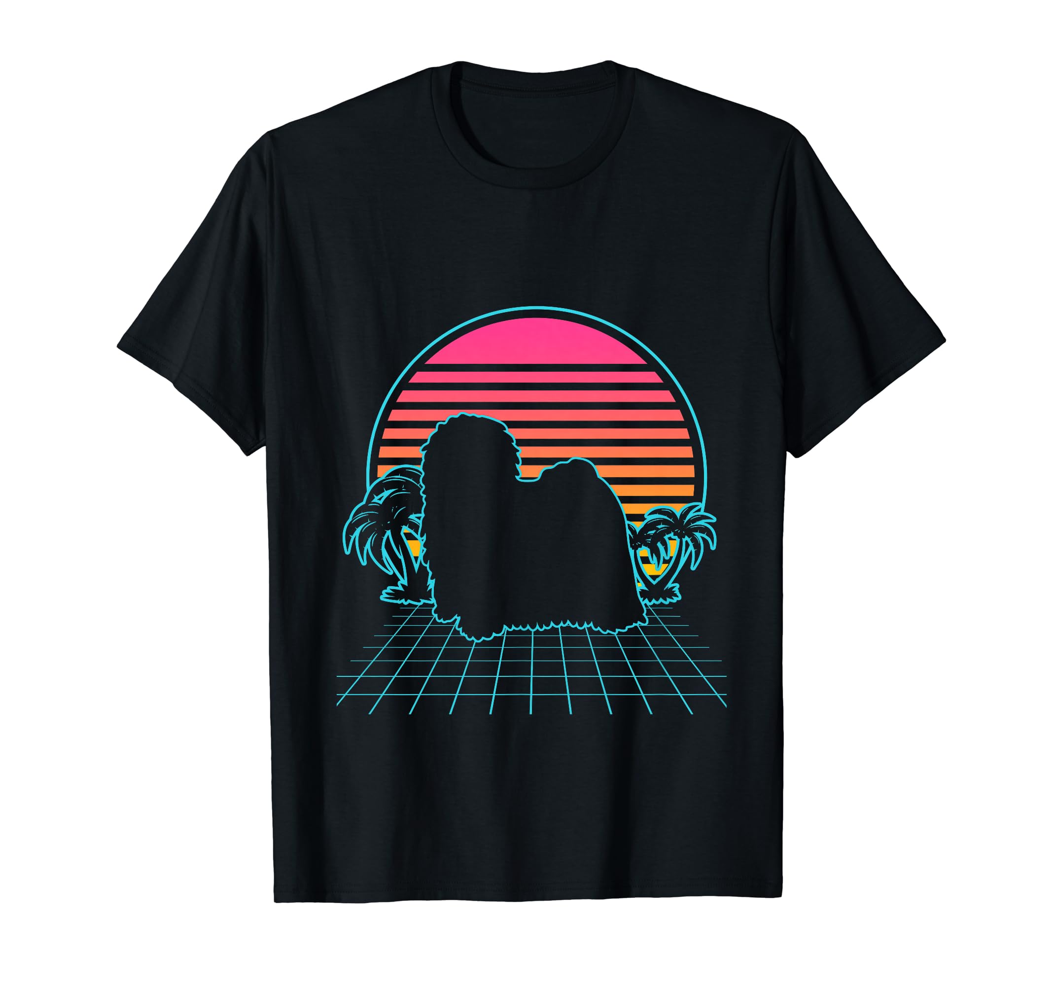 Puli Dog Retro Vintage 80s Vaporwave Aesthetic Dog Lover T-Shirt, Black