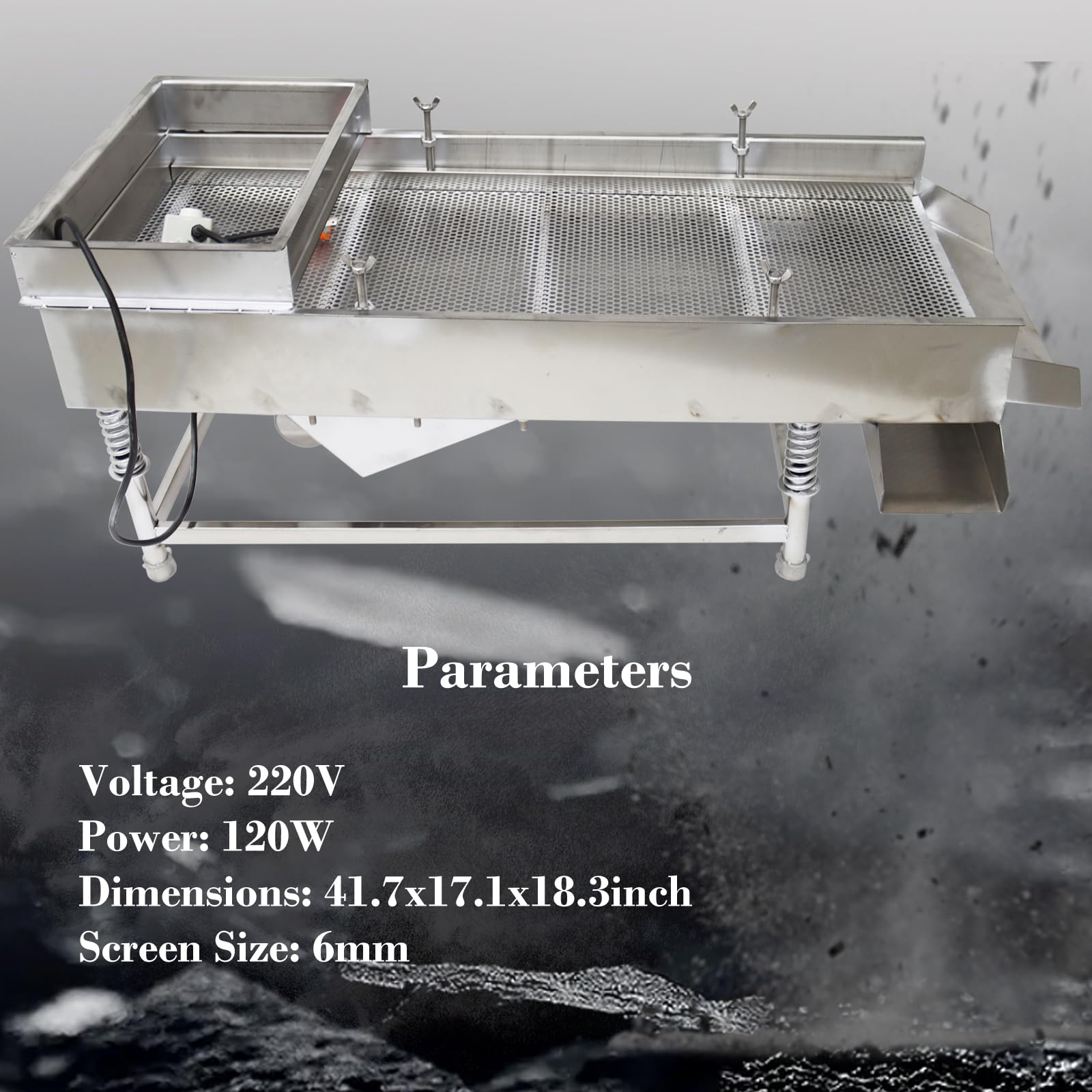 WYDDDARY Straight Vibrating Sieve Electric Linear Sifter Machine Stainless Steel Screen Shaker with 6mm Round Hole Mesh Single Layer Single Motor 220V