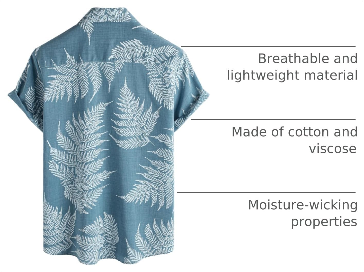 AOTIK Mens Hawaiian Shirt Casual Button Down Short Sleeve Beach Shirts image 4
