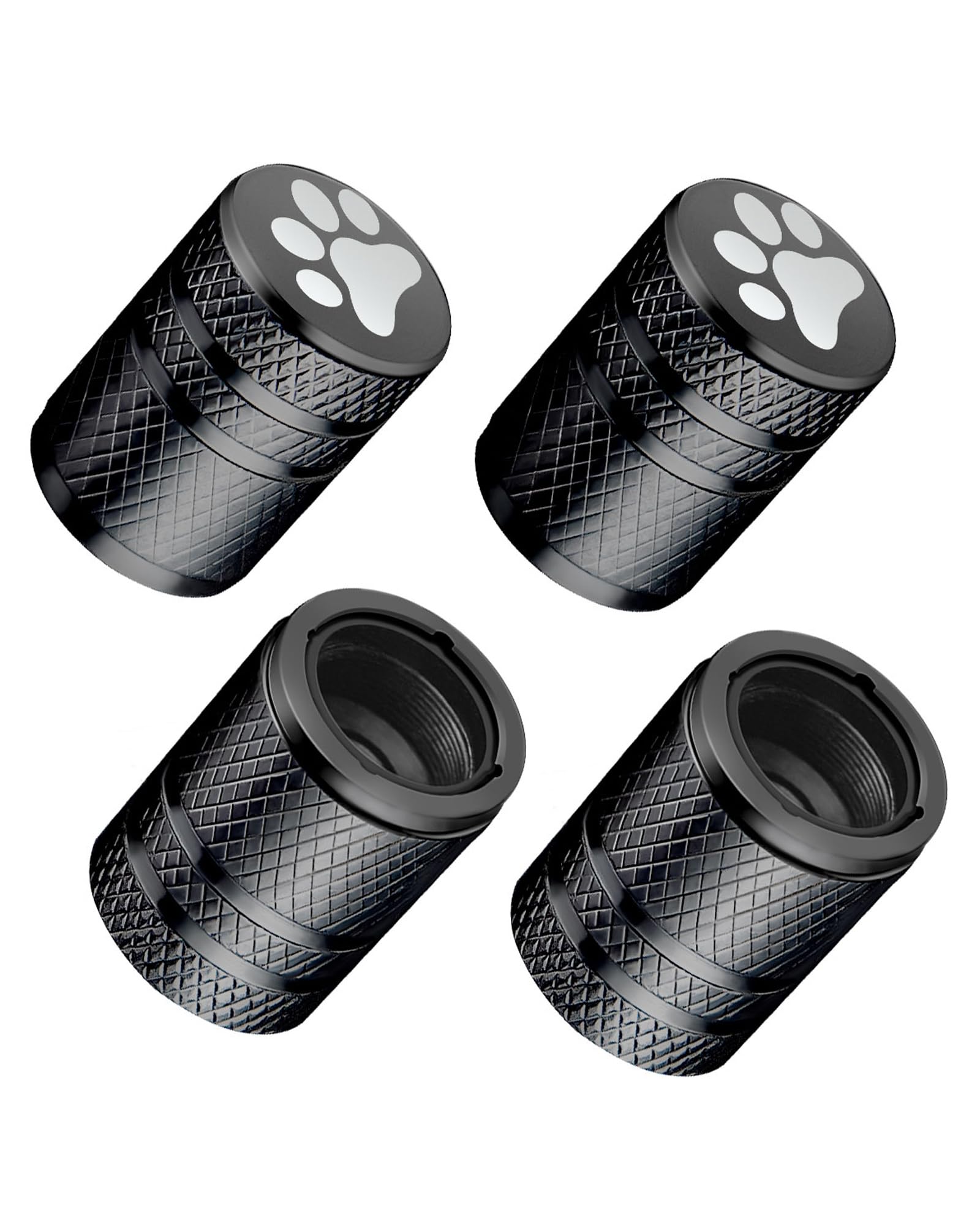 DESOUL 4 Pack Tire Valve Stem Caps Cat Paw - Black | Aluminum Air Caps with Plastic Liner…