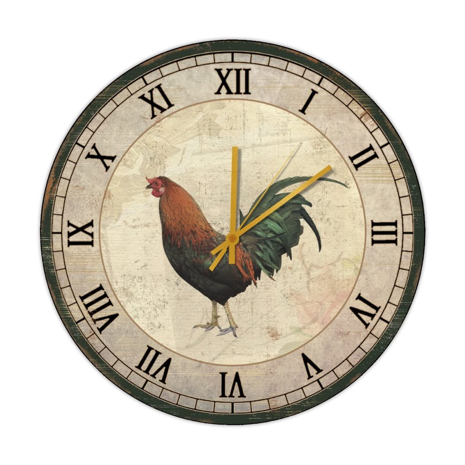 Horloge murale en bois coq sans tic-tac mécanisme quartz silencieux