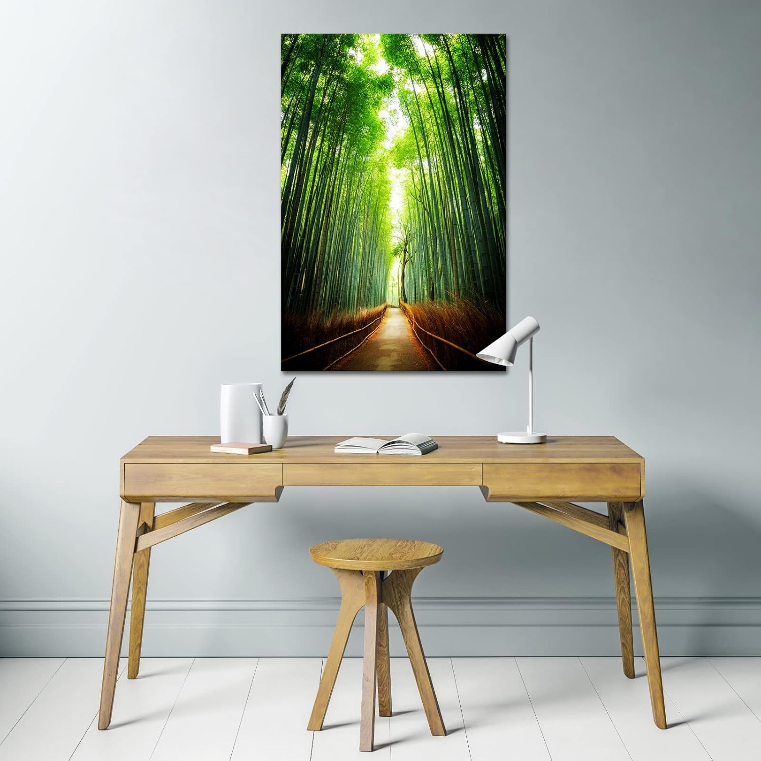 Fochorlo Bamboo Wall Art Zen Wall Decor Bamboo Forest Picture for Bedroom Living Room Tea House Chess House 24"X36"