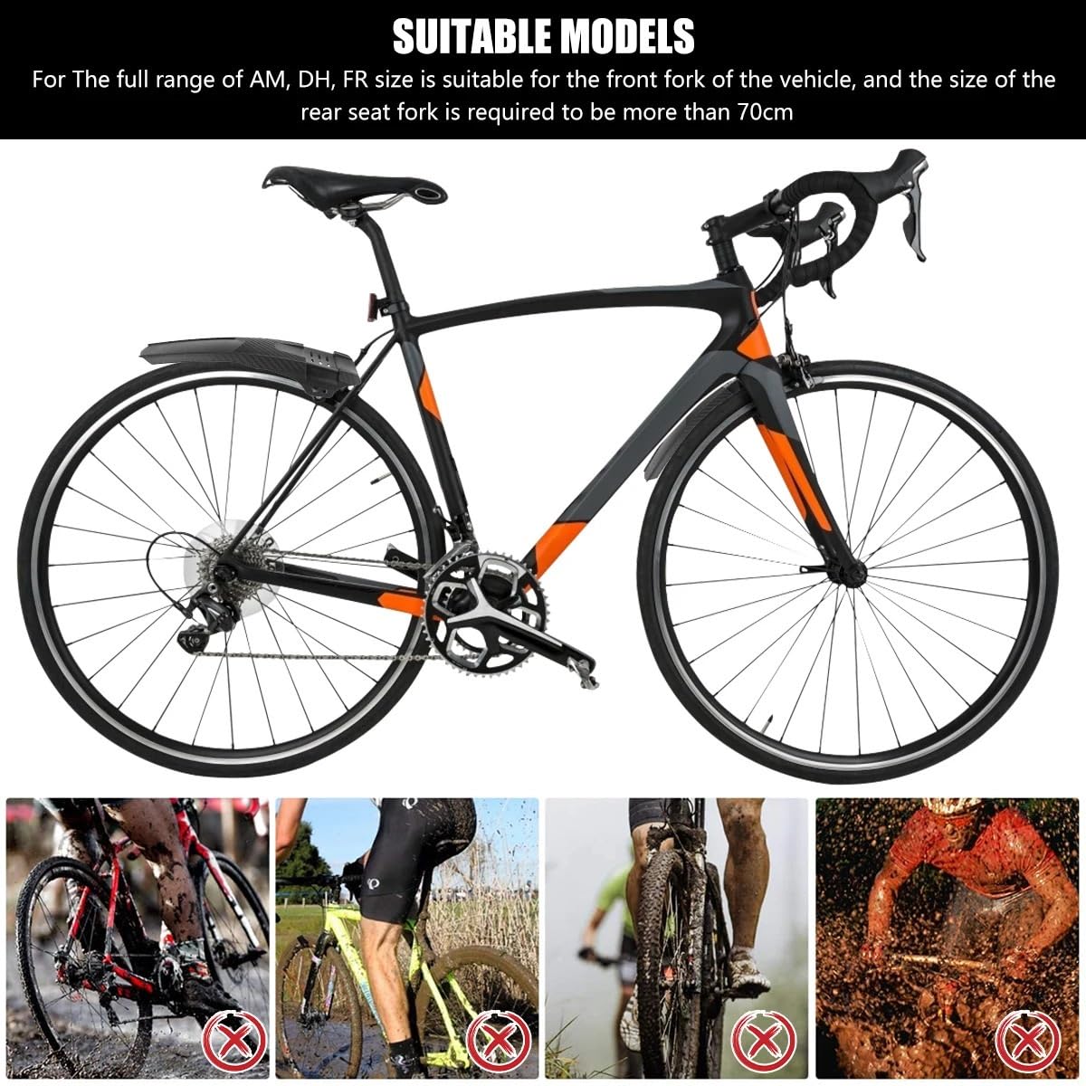 Guardabarros para Bicicletas Guardabarros de Rueda de neumático Delantero Trasero salpicaderos Delantero Trasero