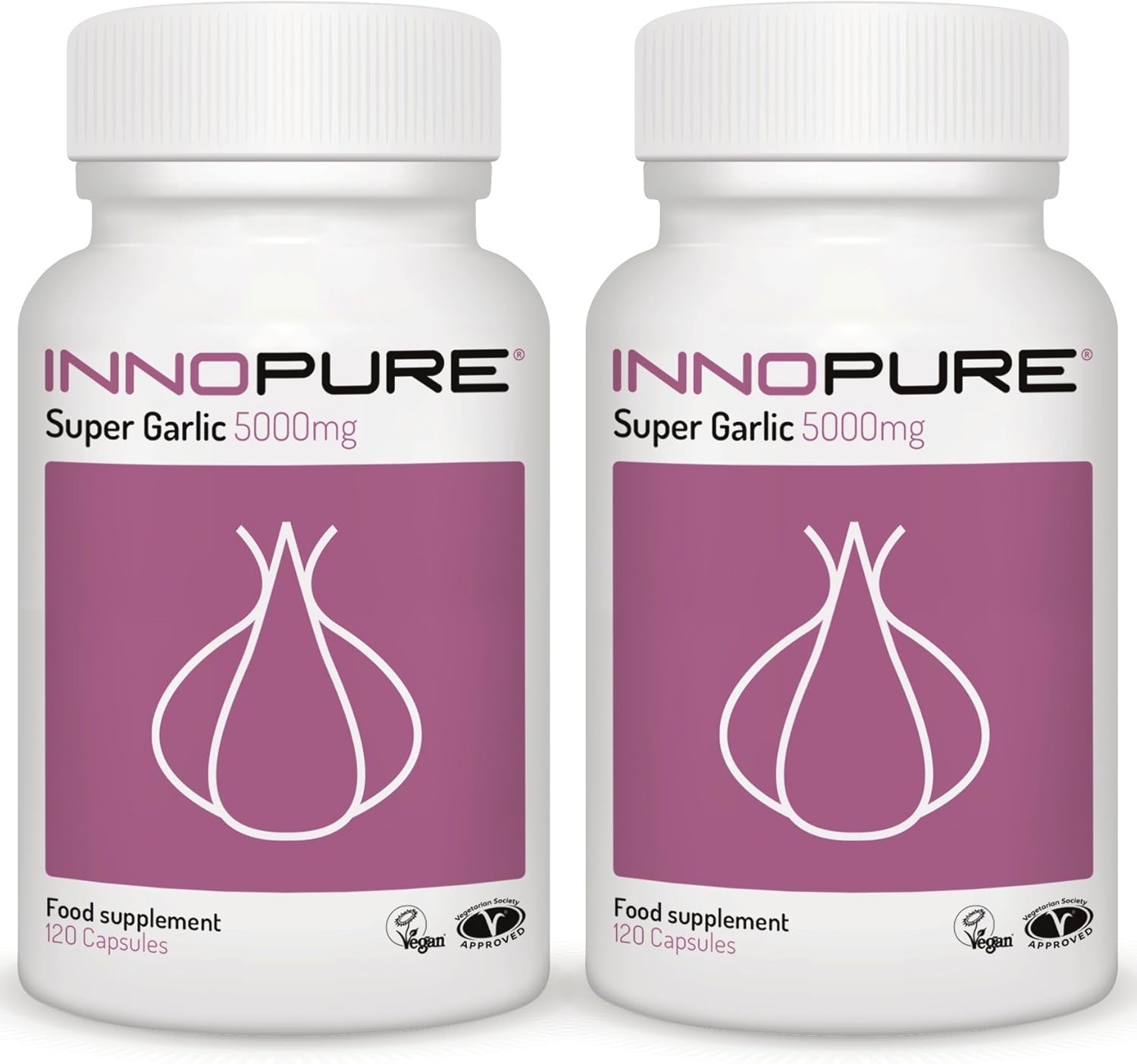 INNOPURE Odourless Garlic 5000mg (240 Capsules) Vegan Society Certified, Immune Support, No Artificial Fillers or Binders