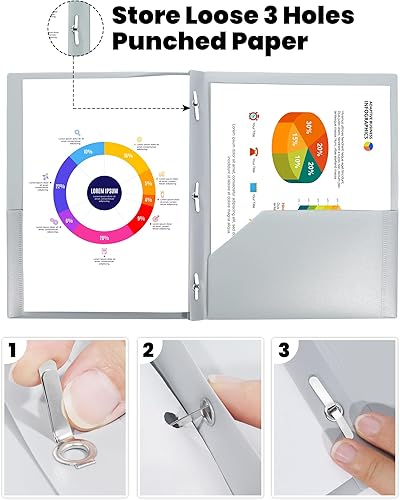 Miniatura 10 de SUNEE Carpetas de plástico de 2 bolsillos con puntas (paquete de 12) carpetas de plástico con bolsillos y puntas, tamaño carta, carpetas de