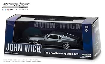 ミニカー JOHN WICK 1969 Ford Mustang BOOS 429 1969 Ford Mustang Boss 429 Gray with Black Stripes John Wick