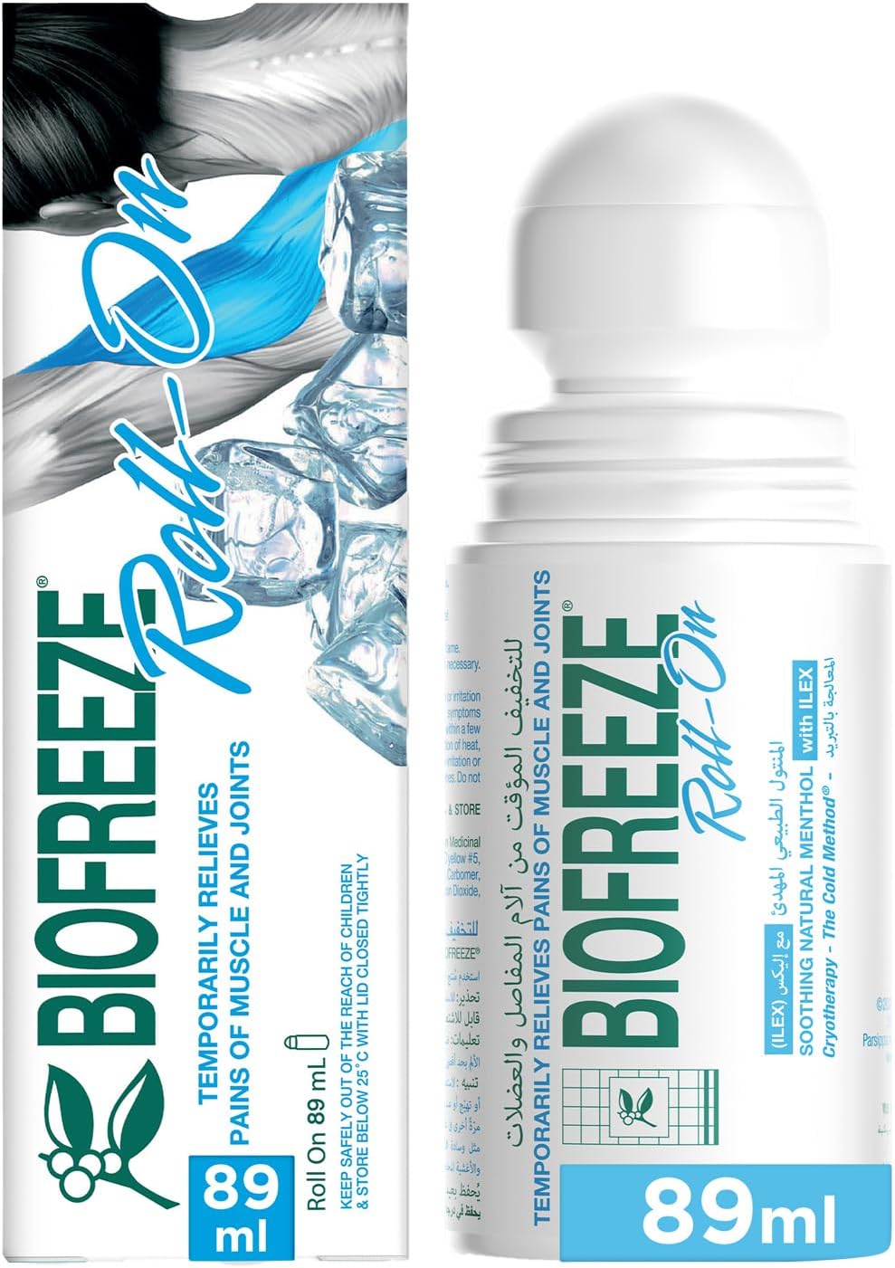 Pain Relief Roll-On, Soothing Natural Menthol with ILEX Scent, 89 ml