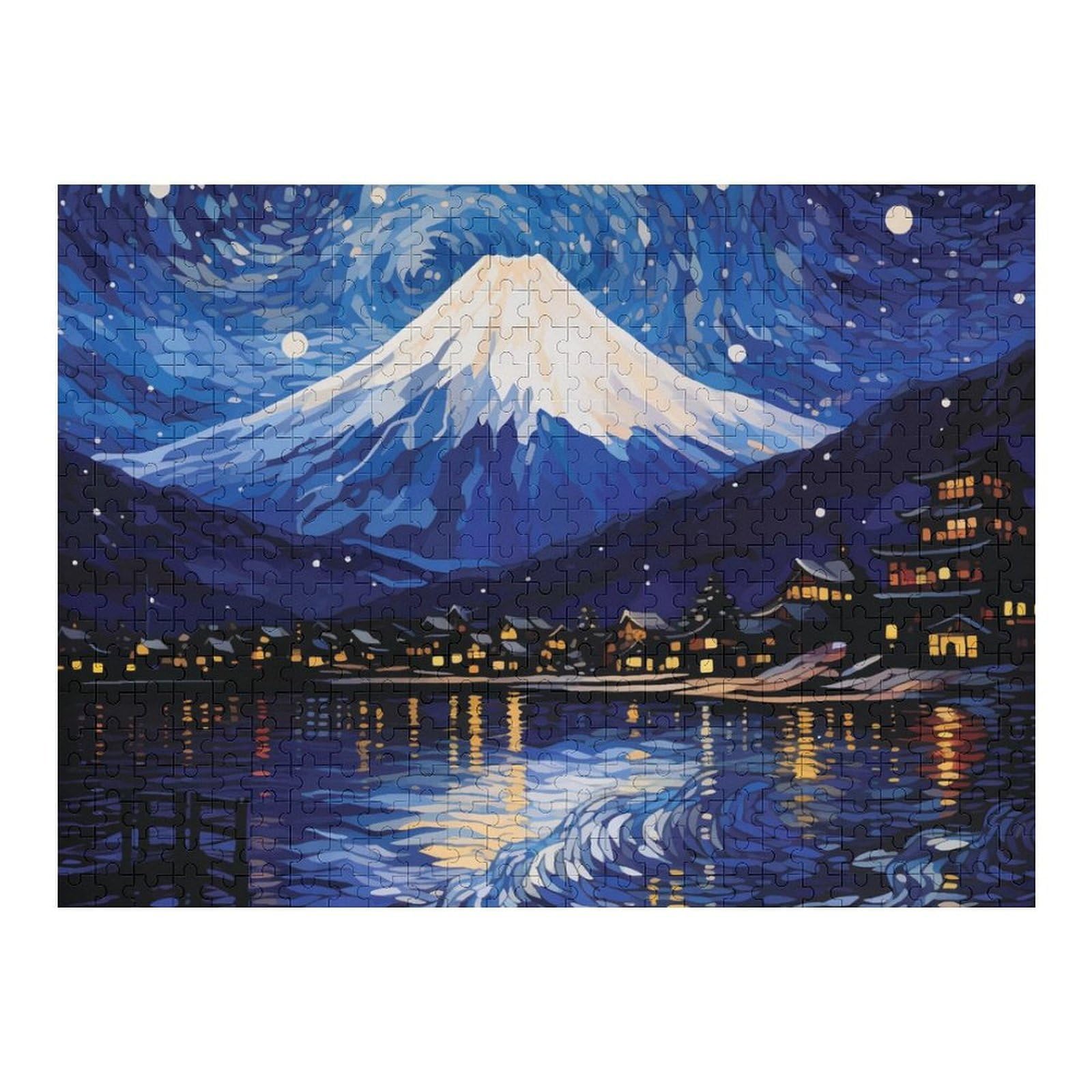 Adults 1000pcs(52x38cm) Jigsaw Puzzle Mount Fuji Starry Night Puzzle for Adults Hands-on Game Perfect Decoration Parent-child Interaction 1000pcs(52x38cm) — image 1