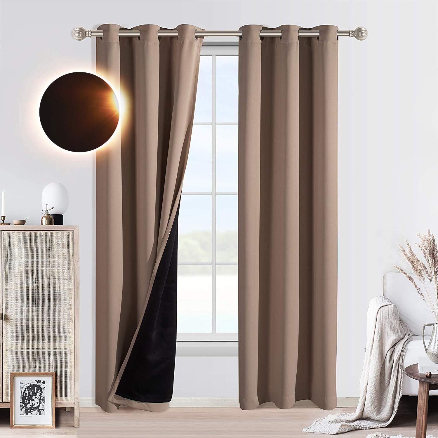 WONTEX 100 Blackout Curtains for Bedroom Thermal