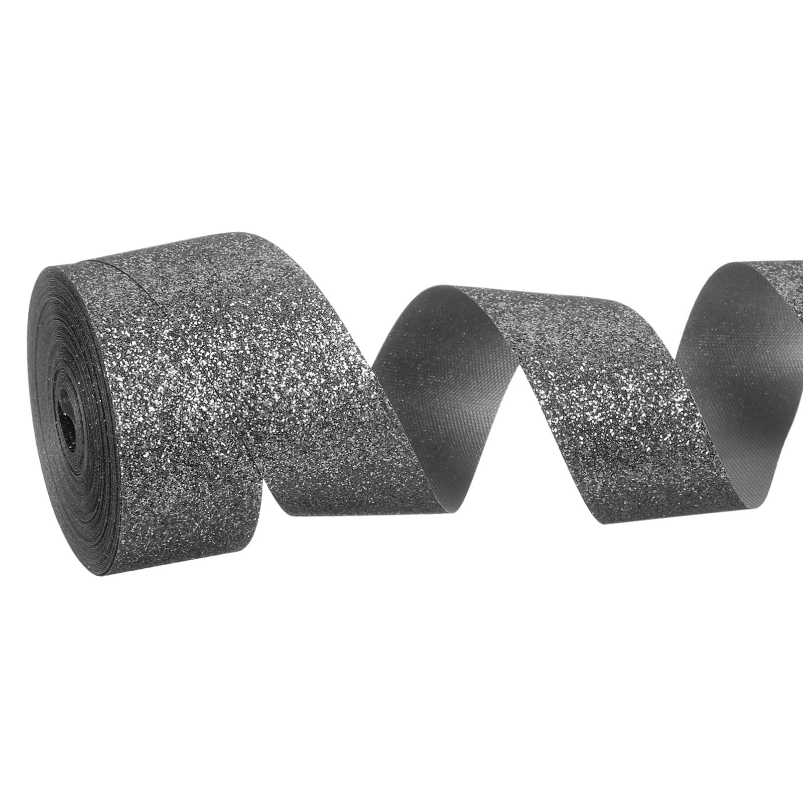 PATIKIL Metallic Glitter Ribbon Roll, 25mm x 9m Sparkly Ribbon Single Sided Cut Edge Gift Wrapping Fabric Rolls for DIY Crafts Wedding Bouquet Party Christmas Decor, Dark Gray