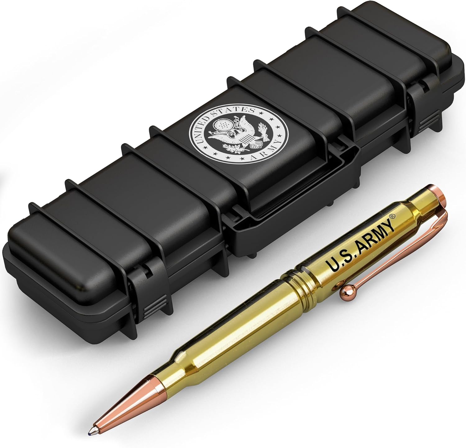 U.S. Army Polished Brass Casing Refillable Twist Pen – Tactical Style Gift Box – Officially Licensed