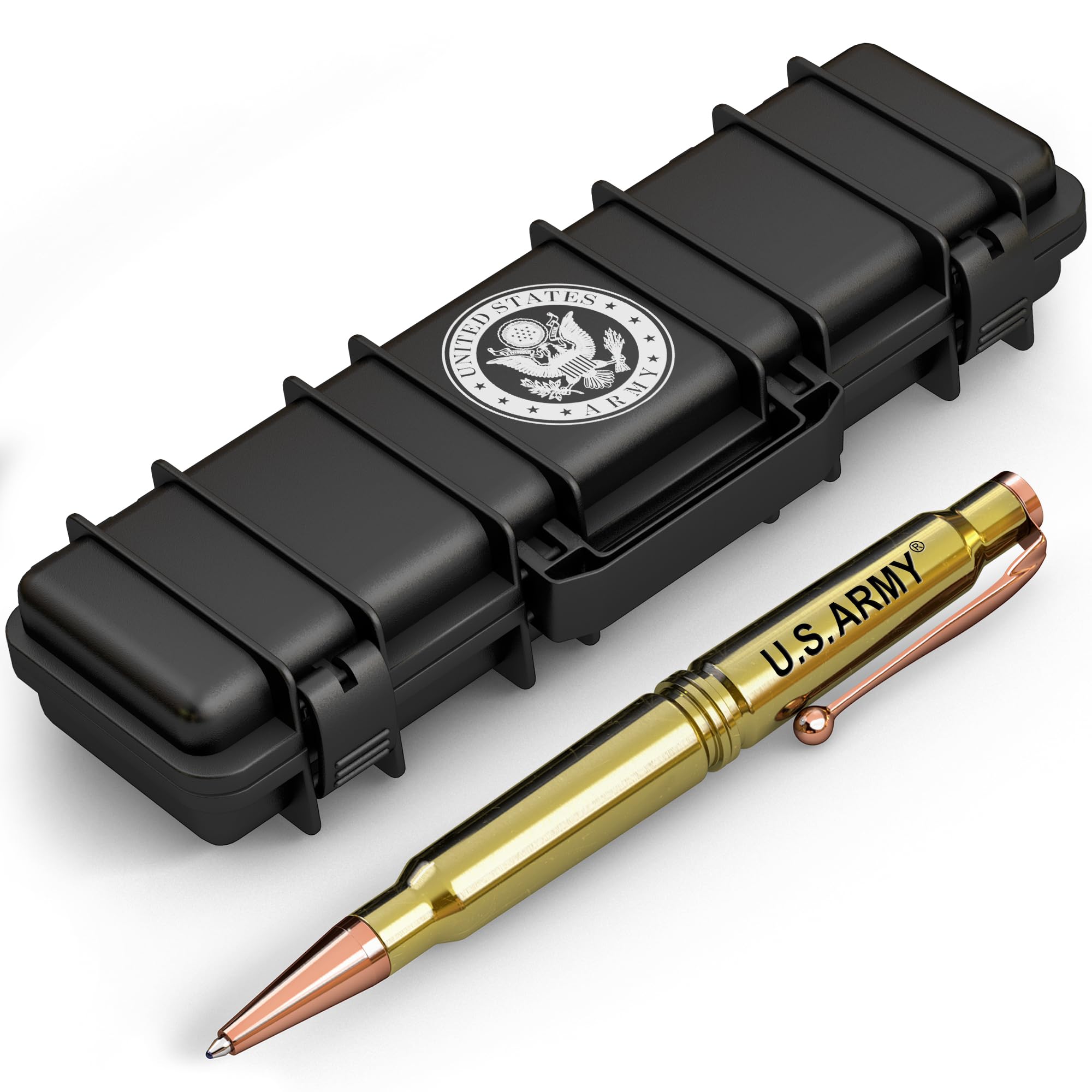 U.S. Army Polished Brass Casing Refillable Twist Pen – Tactical Style Gift Box – Officially Licensed