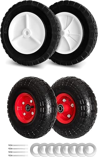 8 Inch Universal Wheels and 10 Inch 4.103.50-4 Pneumatic Tires for Gorilla Cart, Hand Truck, Garden Wagon, BBQ Grill