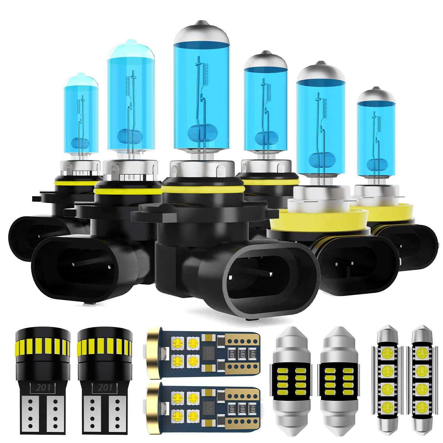 Headlight Bulbs Interior Light Kit Fit For Honda Accord 2008-2012 Sedan, 2003-2007, High Low Beam Fog Light Bulb + Interior Bulbs + License Plate Lights, 6000K White, Pack of 20