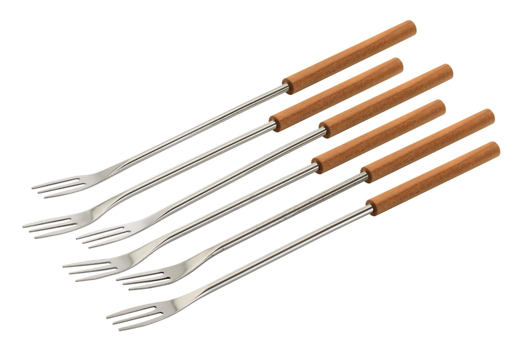 KUHN RIKON Cheese Fondue Forks Cherry Wood Set of 6 Silver/Wood Colour