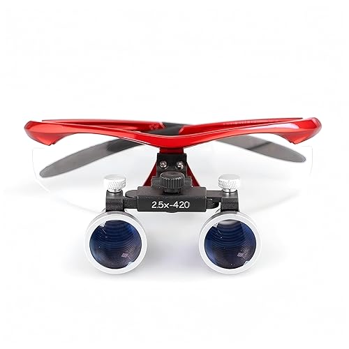 Miniatura 3 de Lupas quirúrgicas dentales de 2.5X con aumento de 16.5 "(420 mm) con distancia de trabajo de color burdeos