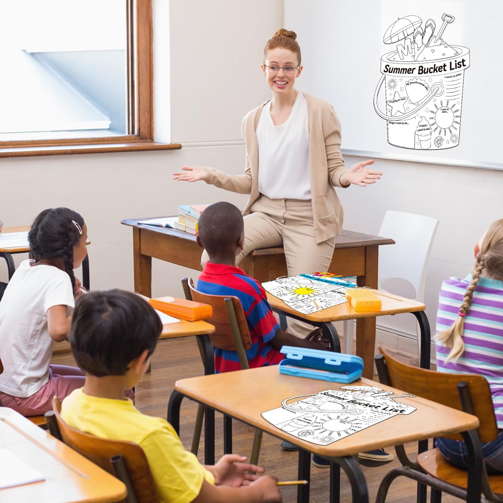 CHUNNIN 40 PCS Summer Activity Poster for Kids & Classroom, Unframed Round Cartoon Wall Art, Summer Bucket List Activity Poster for Camp, Elementary School, Birthday Parties - Image 6