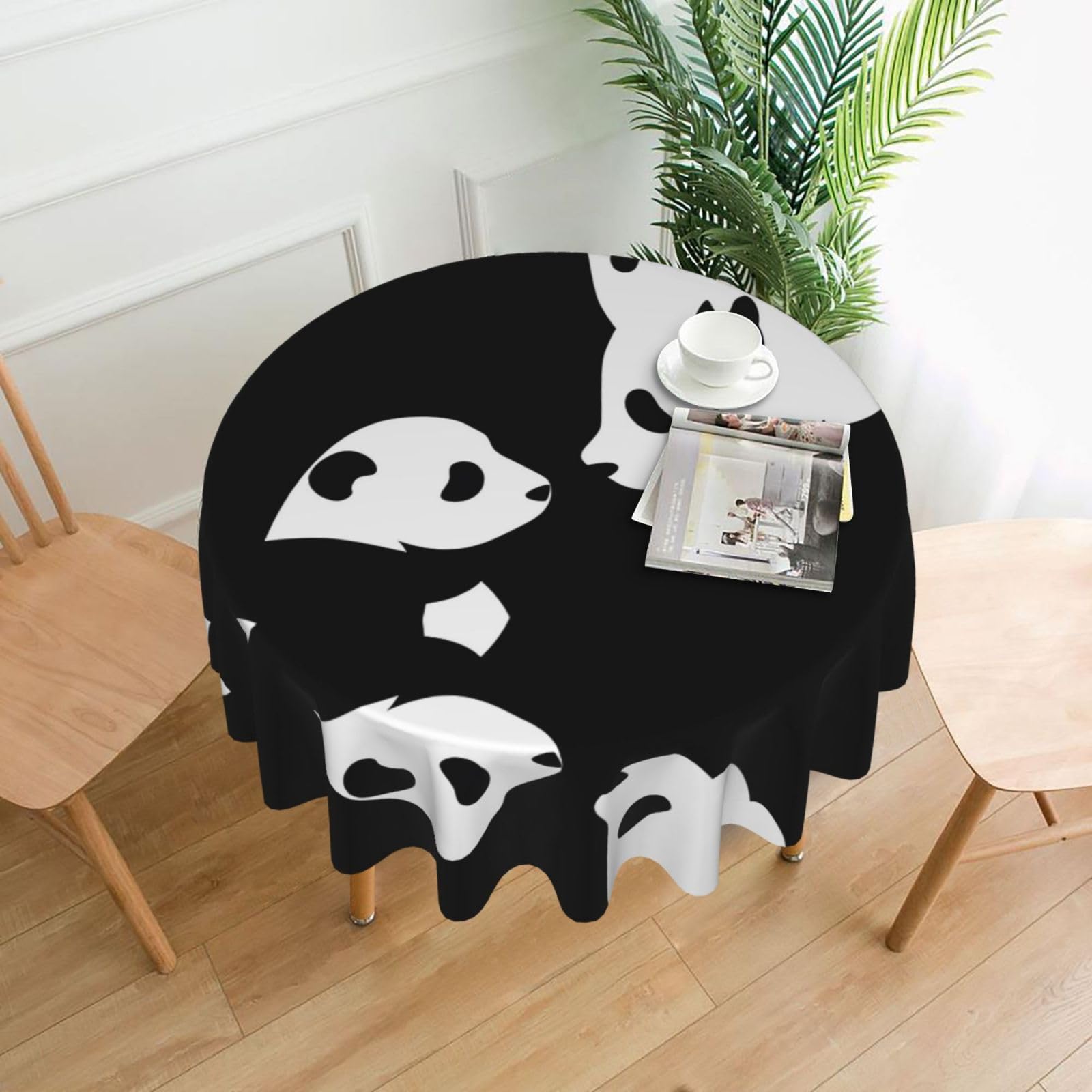 ZHAOUR Panda Animal Print Round Washable Tablecloth – Table Cover