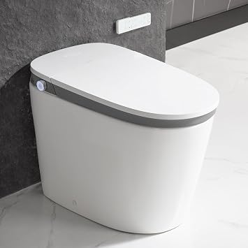 WOODBRIDGE Smart Toilet with Auto Open/Close,1000 Gram MaP Flush Score,Foam Shield,Foot Sensor, Auto Flush, ADA-Compliant Chair Height,Heated Seat, One Piece Toilet with Tank Build in,EBT350