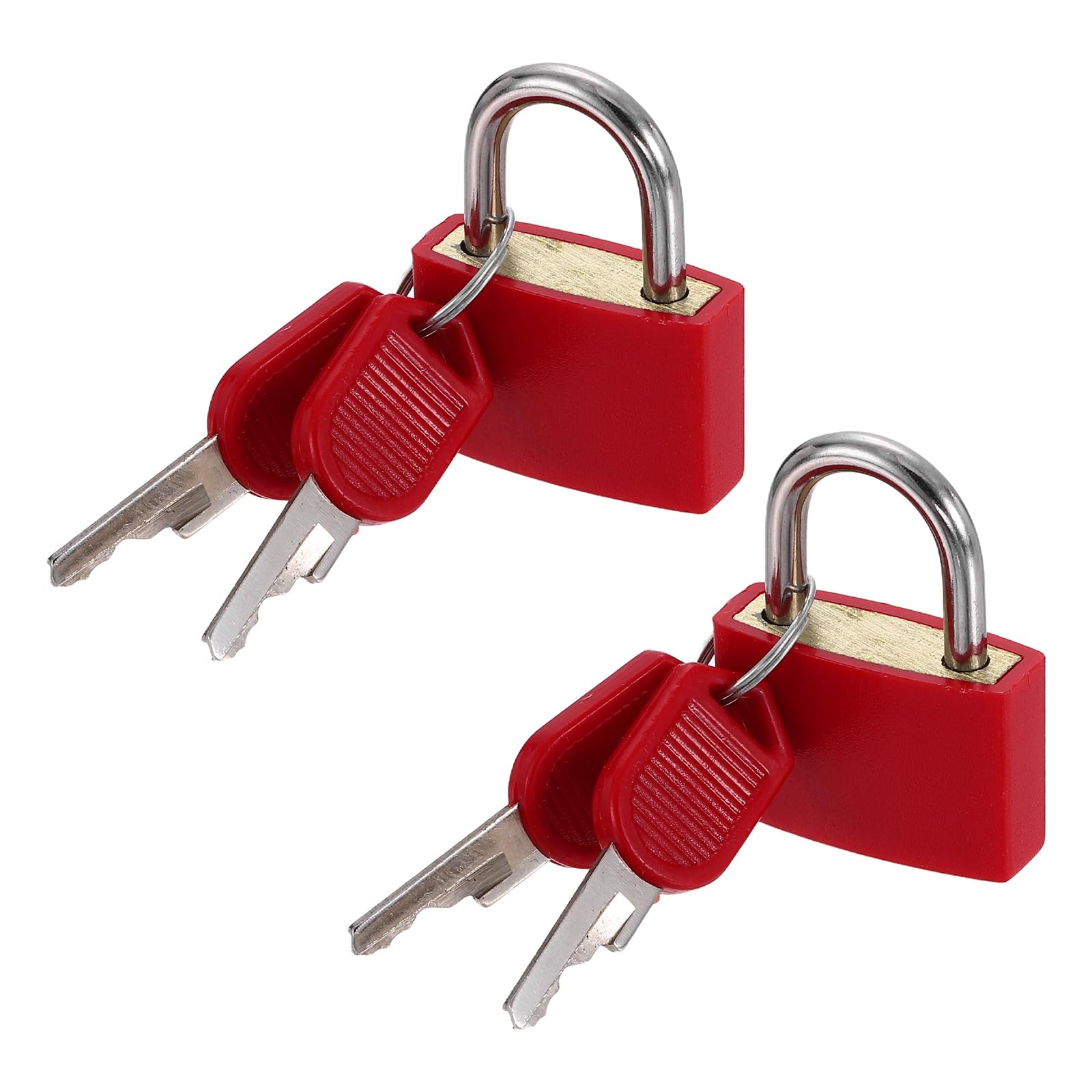 PATIKIL 28mm Small Locks with Keys 36mm Length, 2Pcs Suitcase Locks ABS Covered Solid Brass Anti Rust Waterproof Mini Luggage Padlock for Backpack Gym Locker Cabinet Boxes, Red