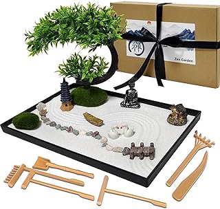 Mini Japanese Zen Garden Meditation Desk Decoration with Sand for Relaxation and Relaxation at Home