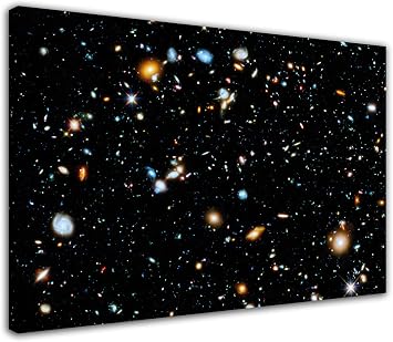 QUNYAAE Hubble Ultra Deep Field Space Telescope Poster Universe Planet Astronomy Wall Art Picture Print Canvas Painting Modern Room Aesthetic Boys Room Decor Poster 08x12inch20x30cm-Framed