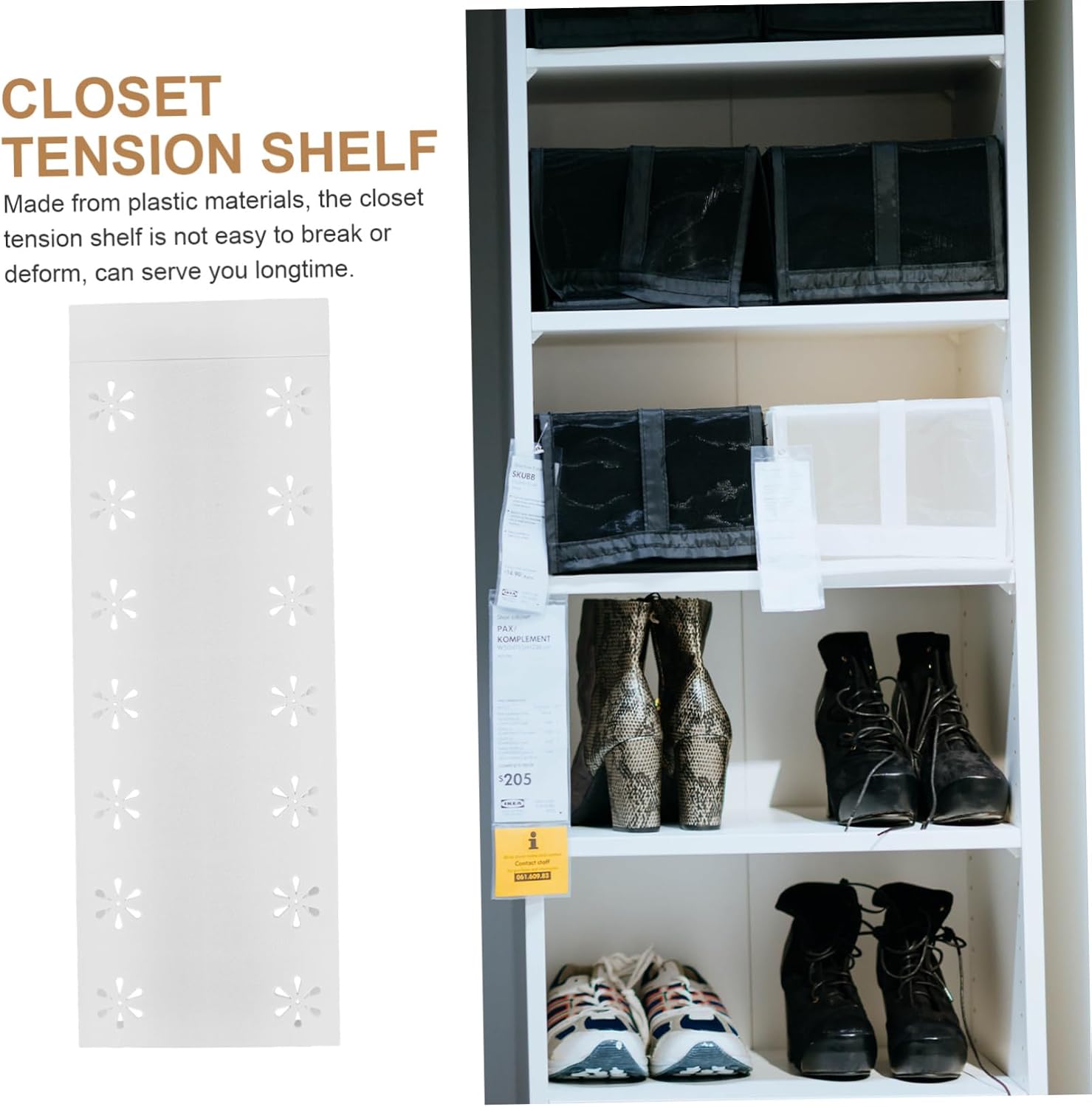 Zerodeko Adjustable Tension Shelf Expandable Organizer for Closet Cabinet Wardrobe Cupboard Easy Install Multipurpose Plastic Storage Rack Expandable Rack for Home Storage