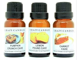 Crazy Candles 3 Bottle Set: 1 Carrot Cake, 1 Lemon Pound Cake, 1 Pumpkin Crunch Cake 1/2 FL Oz Each (15ml) Premium Grade Scented Fragrance Oil