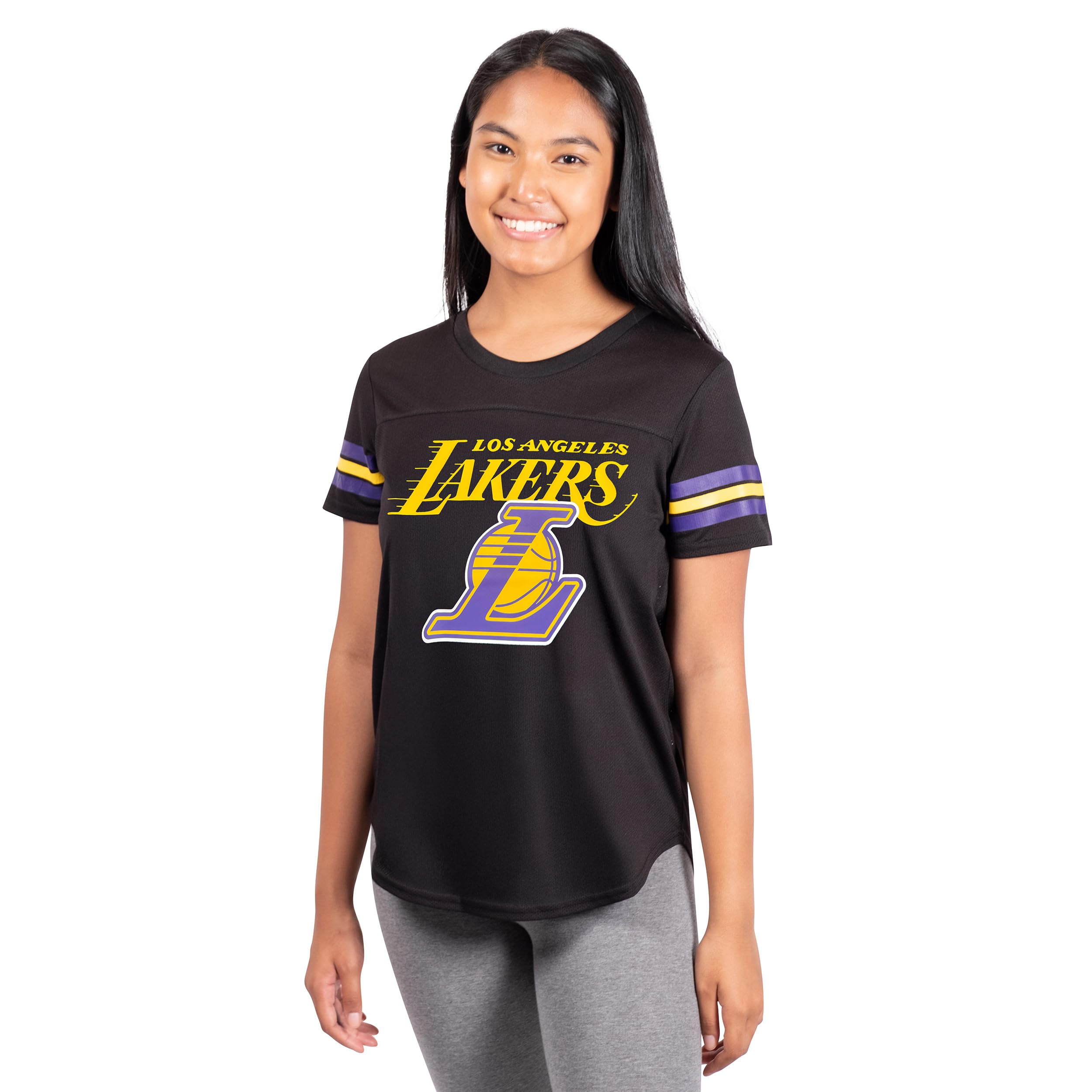 Ultra Game NBA Official Women's Soft Mesh T-Shirt, Los Angeles Lakers, Black, Small