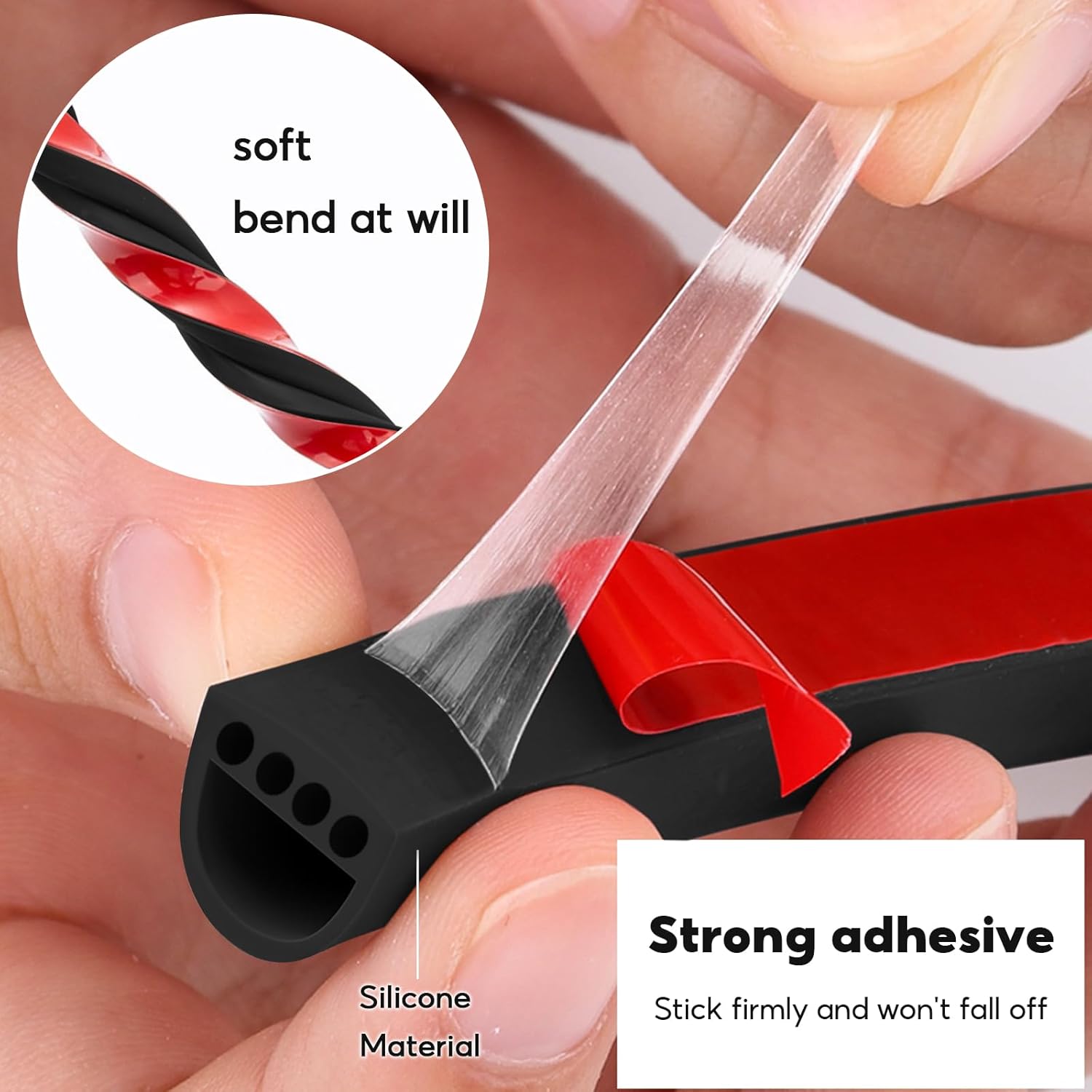 40Ft Weather Stripping Door Seal, Silicone Door Weather Stripping Seal Strip, D-Shaped Weatherstripping for Door Frame & Window Gaps(Black, 2 Rolls, 20FT/Each)