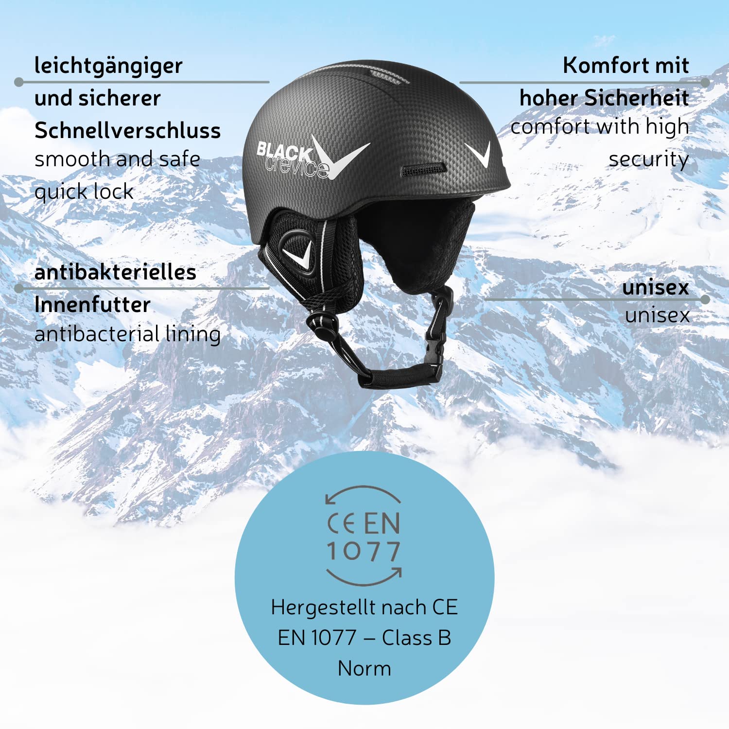 BLACK CREVICE Casco da sci per bambini Stubai I Casco da sci dal design sportivo in diversi colori I Casco da sci antiurto unisex I Casco da sci traspirante I Misura regolabile